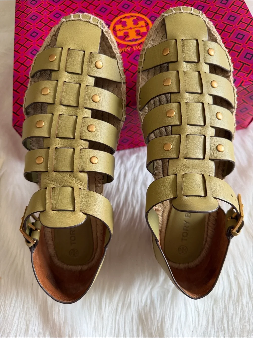 Tory Burch chartreuse leather